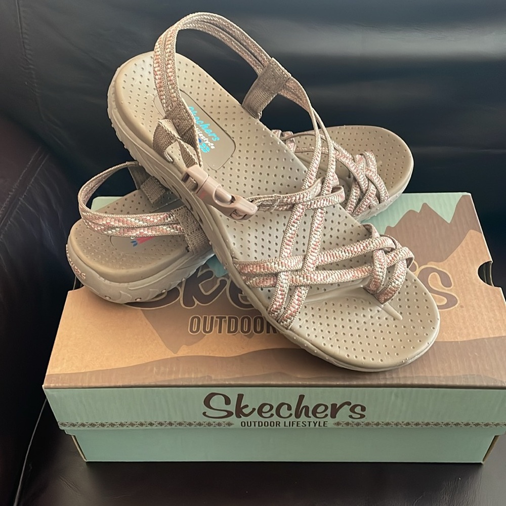 Skechers “Reggae Trail Grazer” sandals. color: “mocha”